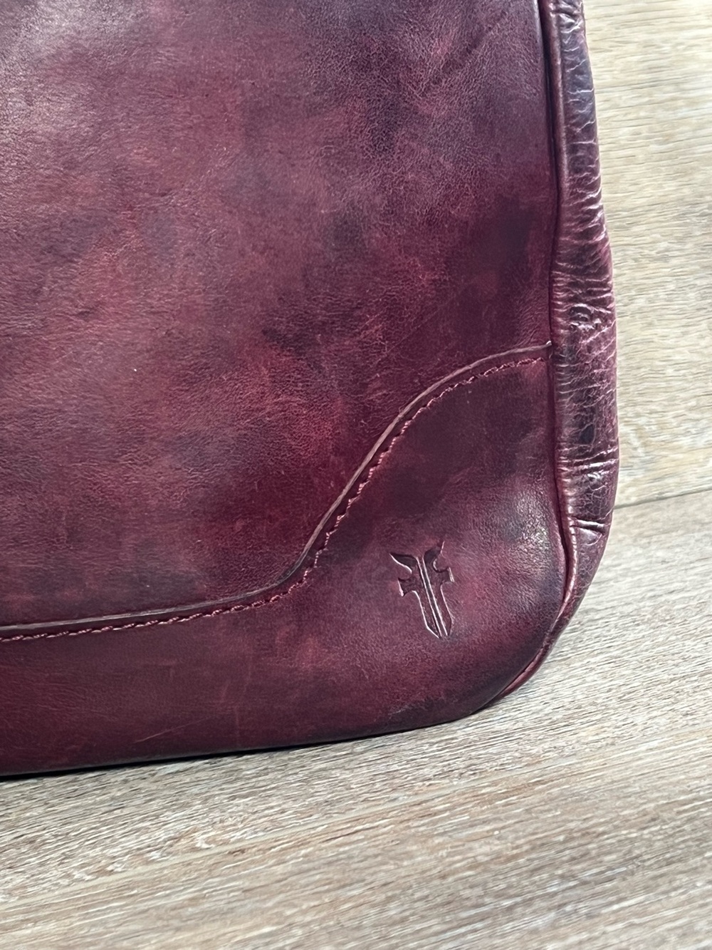 Frye Leather Crossbody Bag Burgundy Maroon Adjustable Strap Excellent Condition”